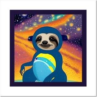 Cute Space Sloth Posters and Art